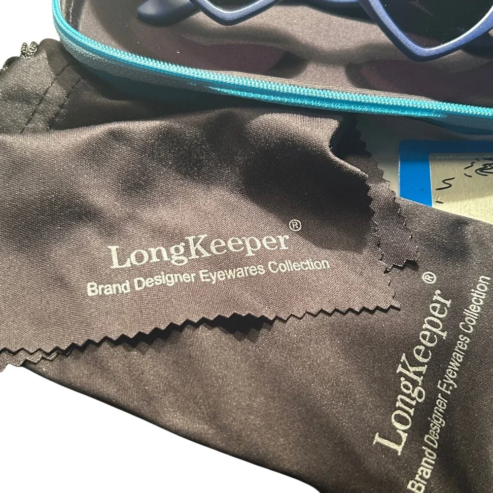LongKeeper Blue‎ Heart Shaped Sunglasses Kids Designer Eyewear with Case